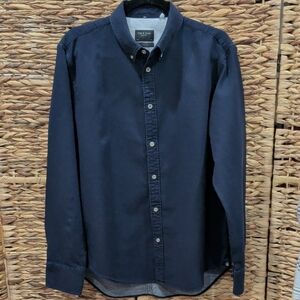 Rag & Bone Navy Blue Cotton Button Down Shirt Long Sleeves Size Large
